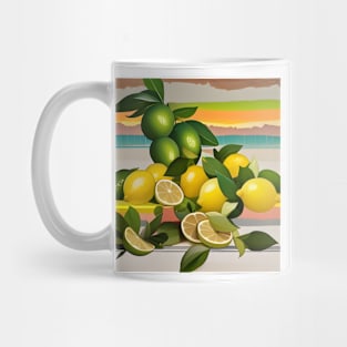 Lemons and Limes on Stripes Mug